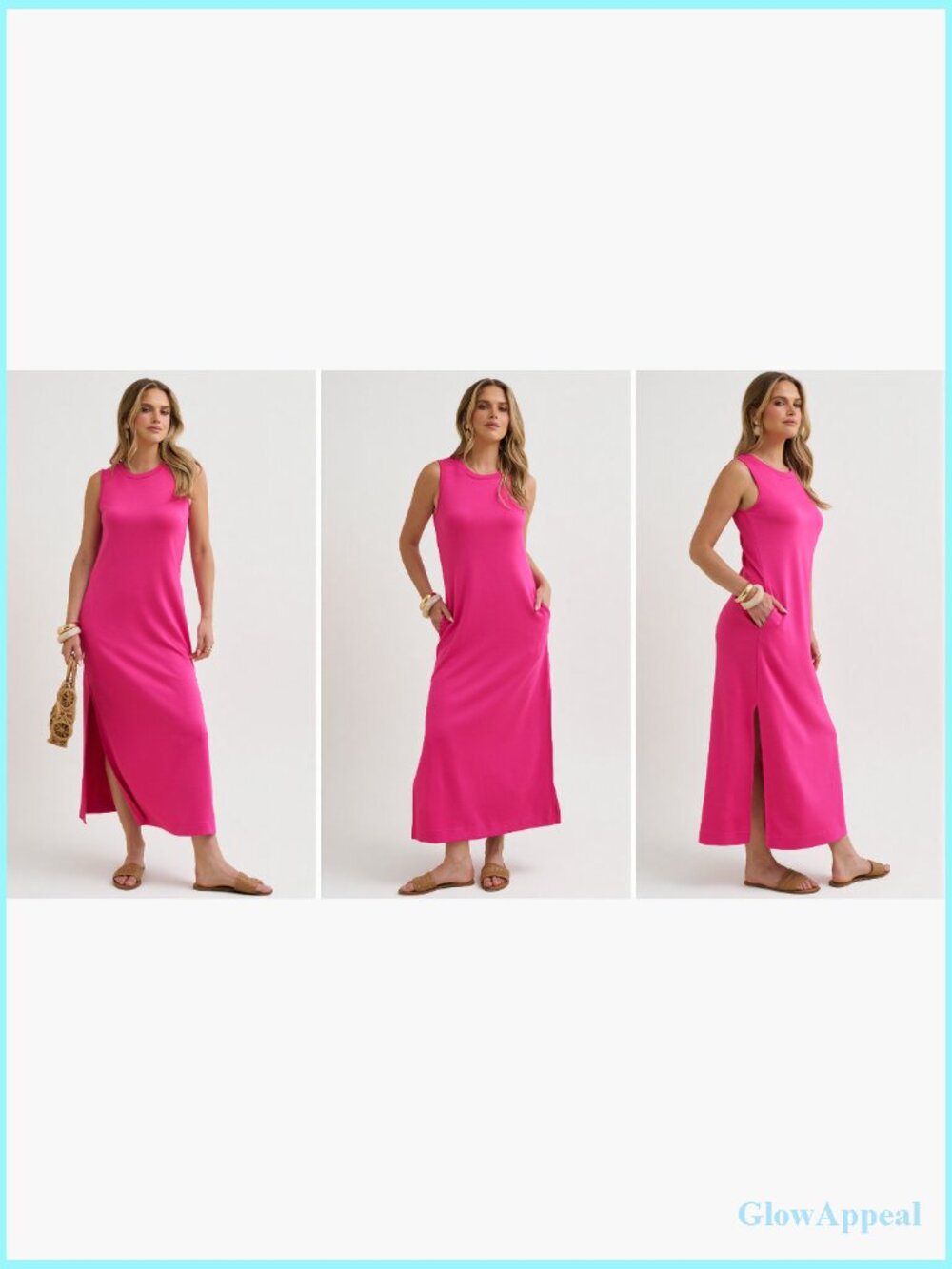 Women Summer Casual Sleeveless Maxi Sundress Beach Tank Dresses Pockets Travel - Picture 7 of 7